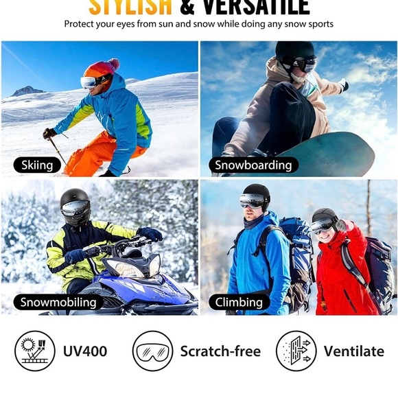 Hikenture Magnetic Ski Goggles, Snowboard Goggles Over Glasses, Anti Fog - Picture 5 of 7